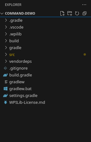 WPILib project shown in the VS Code File Explorer